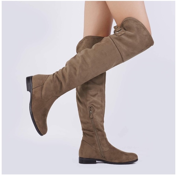khaki thigh high boots